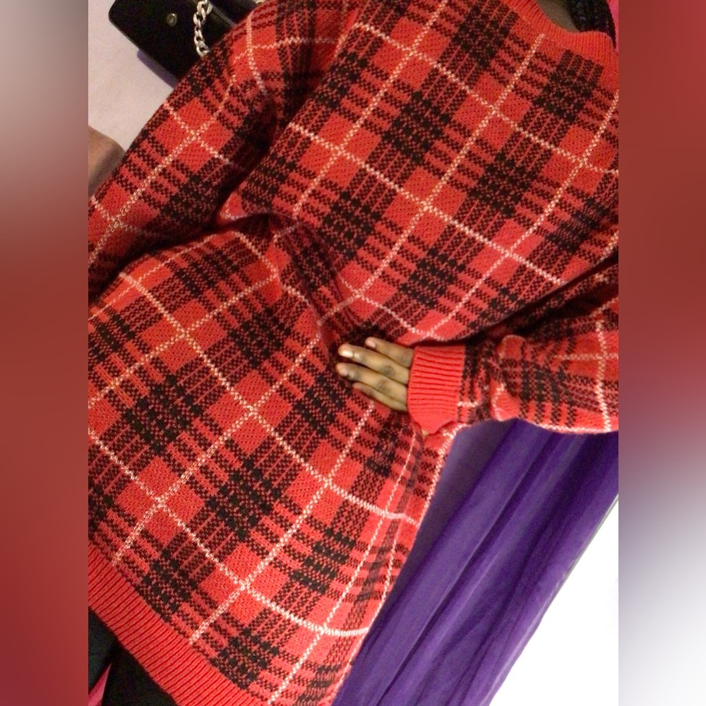 Red and black long sweater